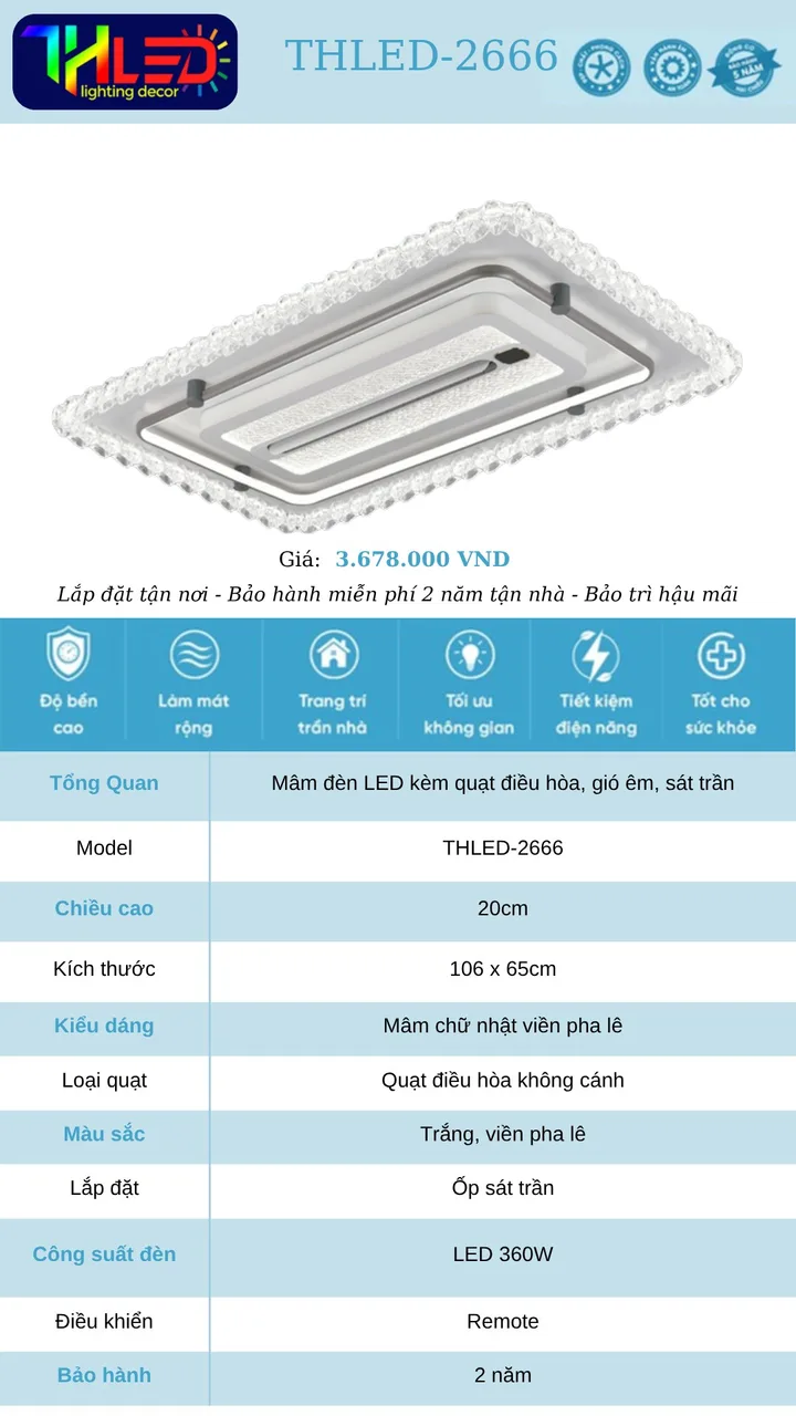 Quạt trần Thled 2666 - null